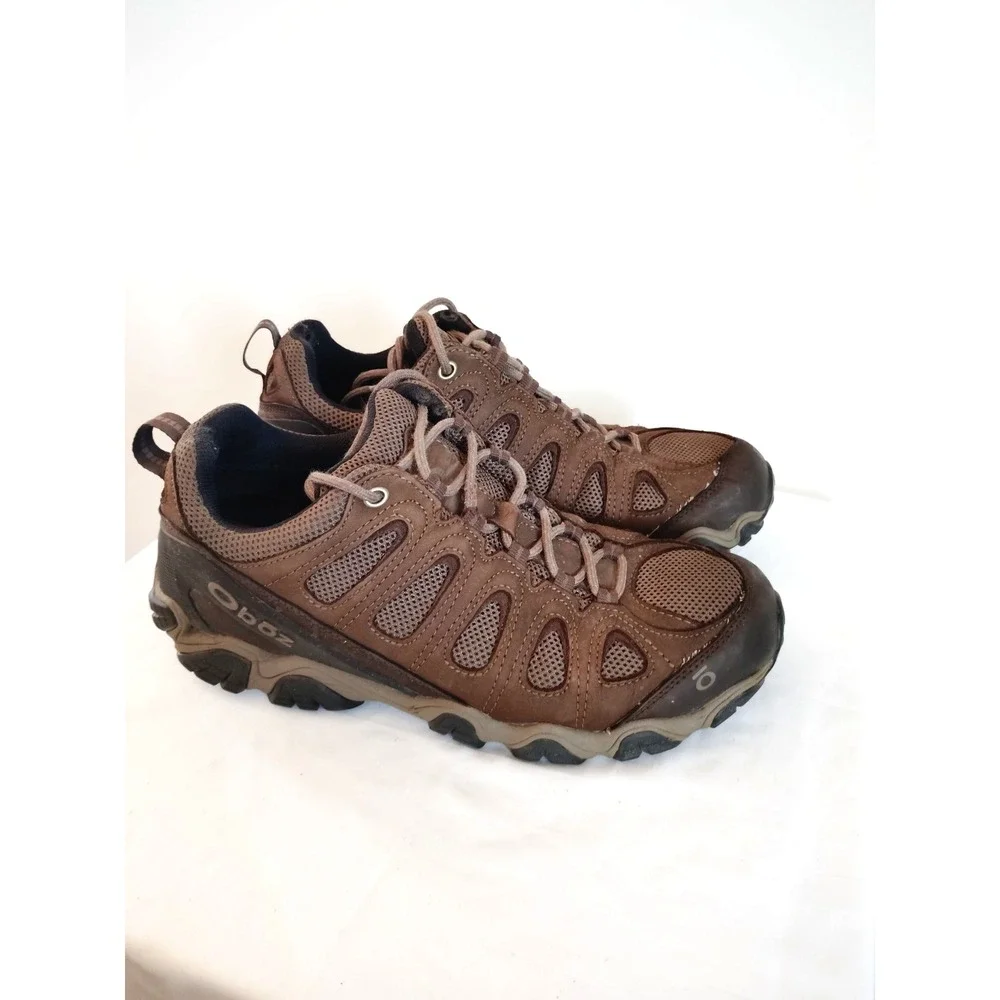 Oboz Men 12 Sawtooth II Low Brown Leather Mesh Durable Rugged Trail Hiking Shoes